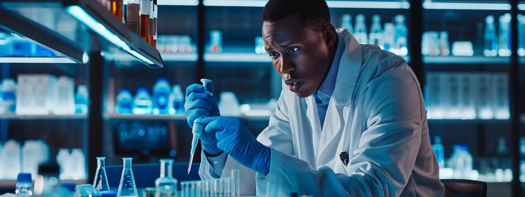 a clinical laboratory setting showcases a focused athlete undergoing performance-enhancing drug testing, surrounded by high-tech equipment and monitoring devices, emphasizing the precision and seriousness of ped testing.